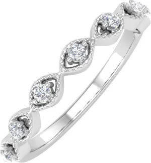 FINEROCK 1/10 Carat Diamond Twisted Anniversary Ring in 14K Gold (I1-I2 Clarity)