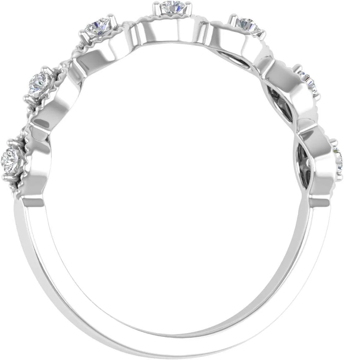 FINEROCK 1/10 Carat Diamond Twisted Anniversary Ring in 14K Gold (I1-I2 Clarity)