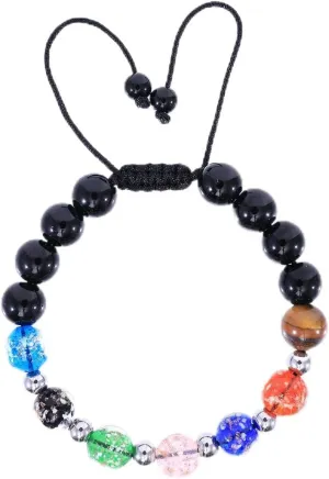 Firefly Glass Bracelet for Women, Dainty Dark Firefly Lampwork Luminous Glass Glow Beads Adjustable Stackable Bracelets Jewelry Gifts
