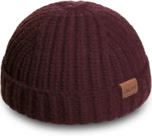 Fisherman Short Beanie Hats for Men, Knit Skull Cap Cuff Trawler Hat Mens Stylish Watch Cap Winter Warm Hat for Daily Wear