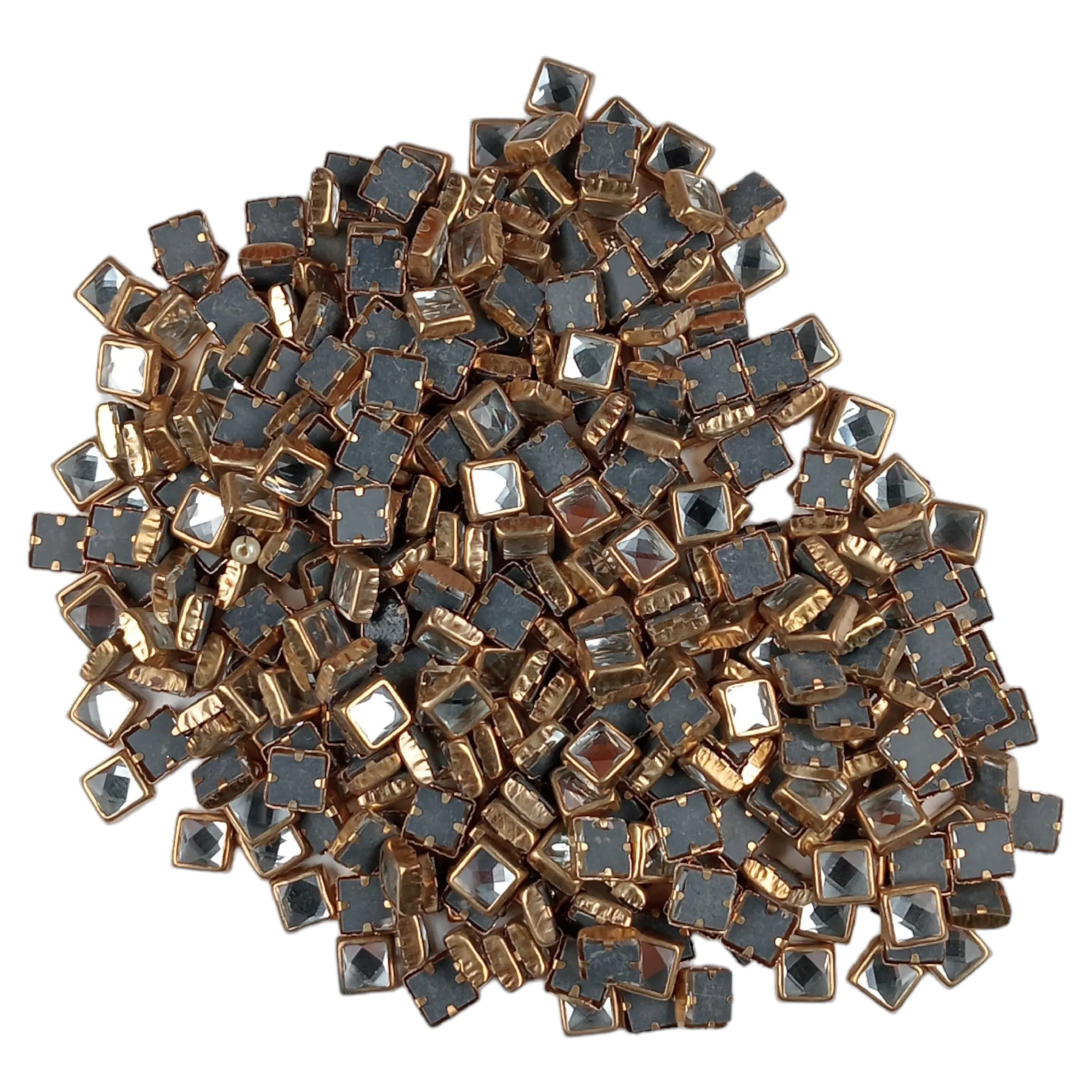 Flat-back Hotfix Golden Metal Collet Rhinestone Beads for Craft or décor - 11698-96