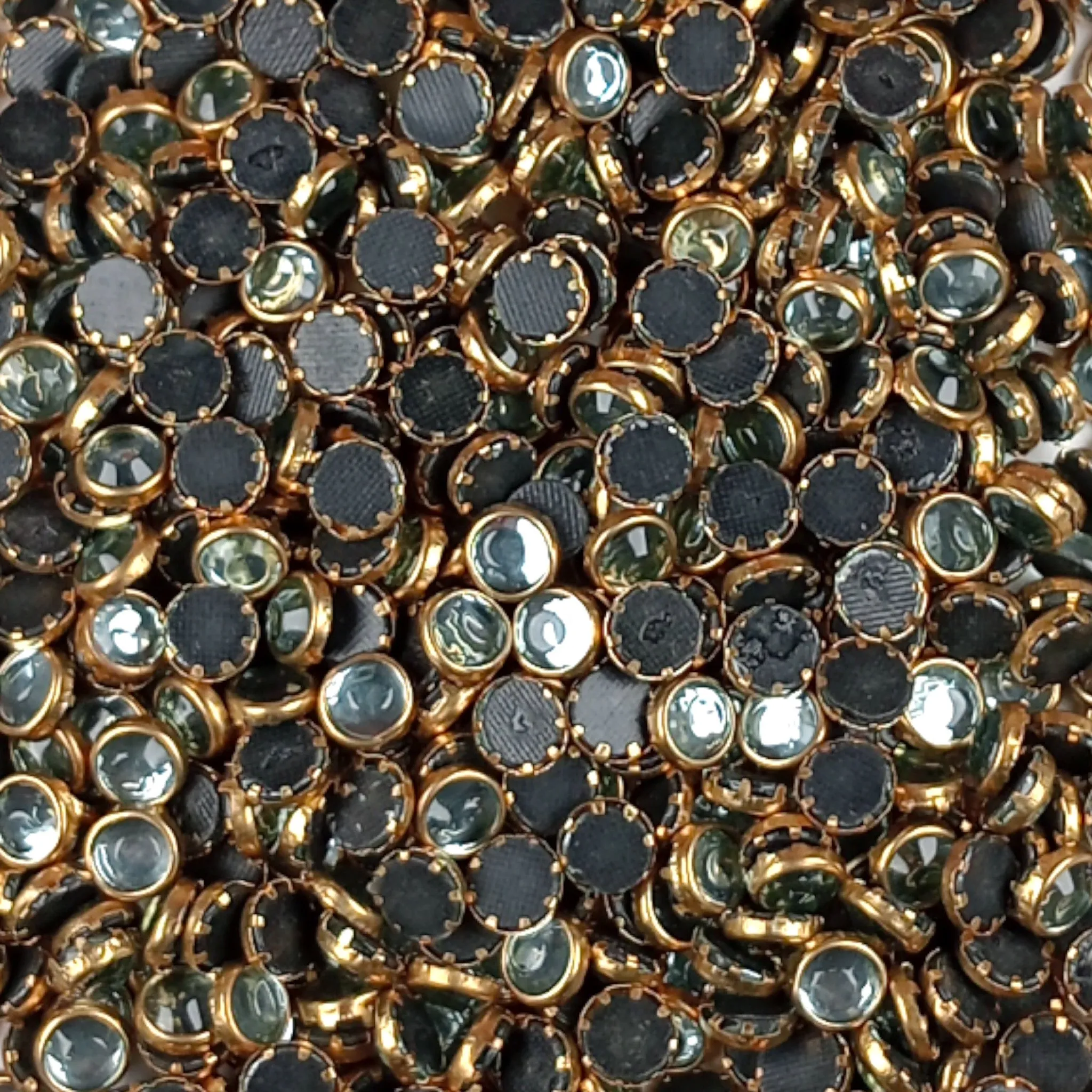 Flat-back Hotfix Golden Metal Collet Rhinestone Beads for Craft or décor - 11698-96
