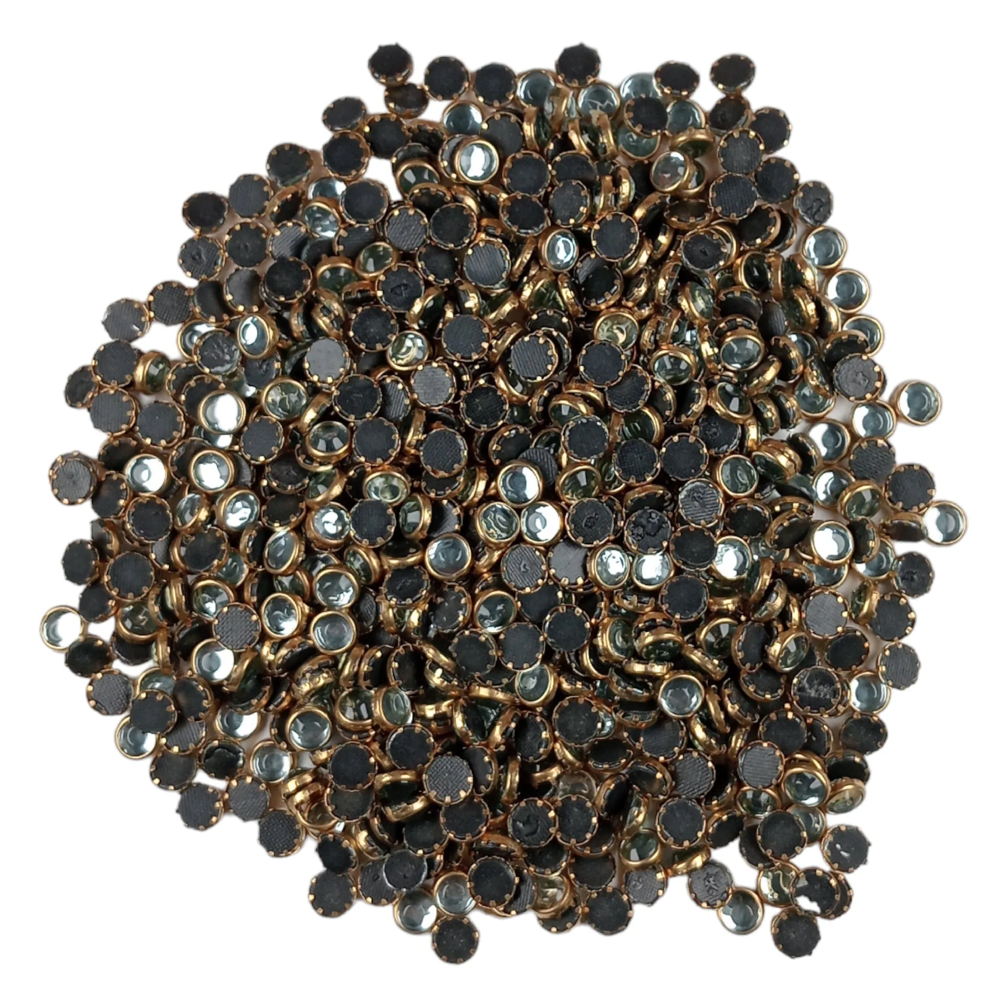 Flat-back Hotfix Golden Metal Collet Rhinestone Beads for Craft or décor - 11698-96