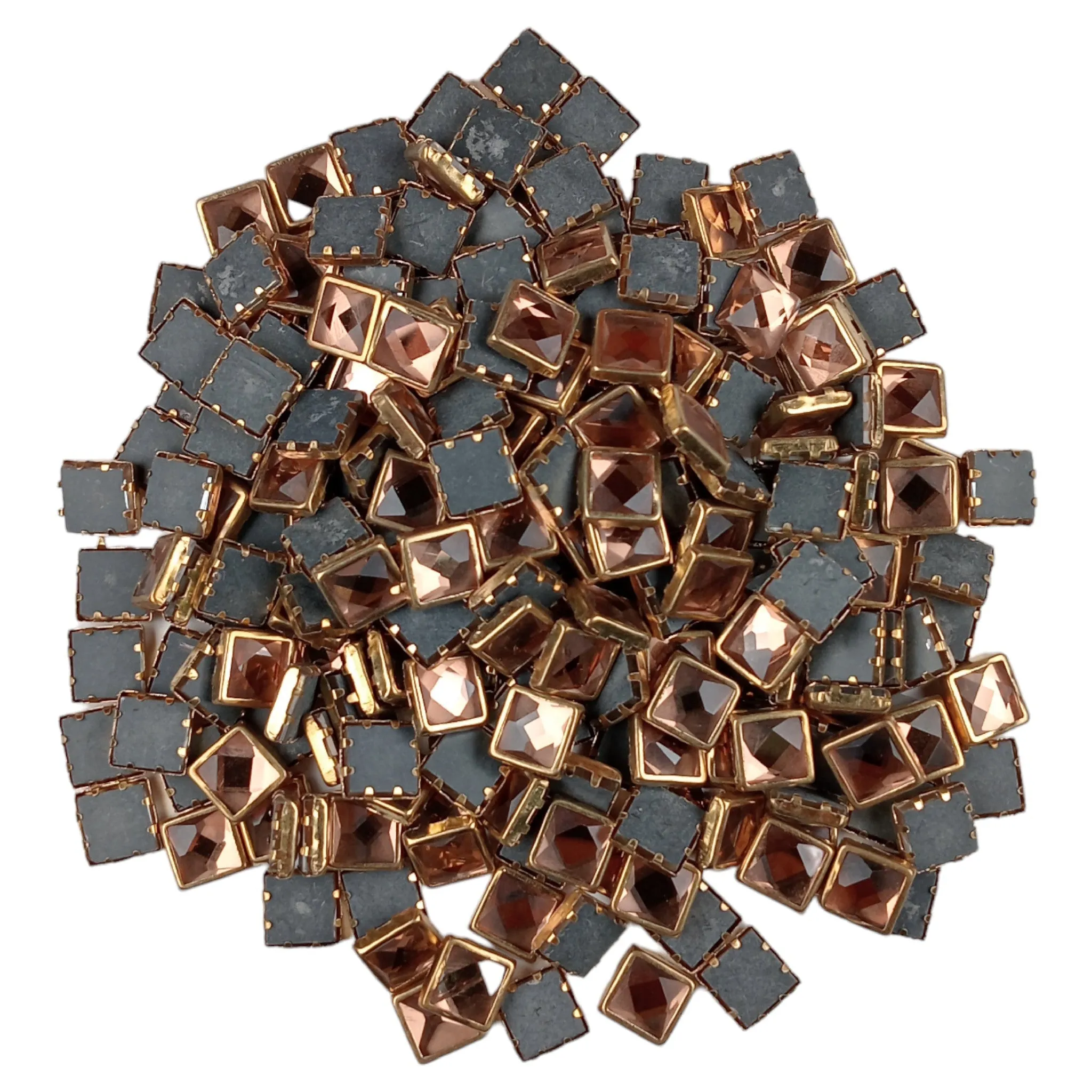 Flat-back Hotfix Golden Metal Collet Rhinestone Beads for Craft or décor - 11698-96