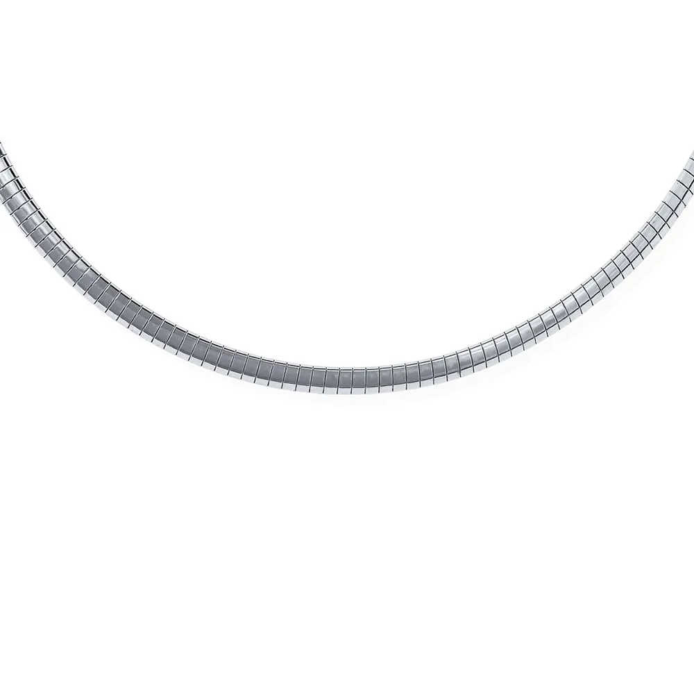Flexible Flat Gold Silver Two Tone Collar Necklace Omega Snake Chain 5MM-10 Wide