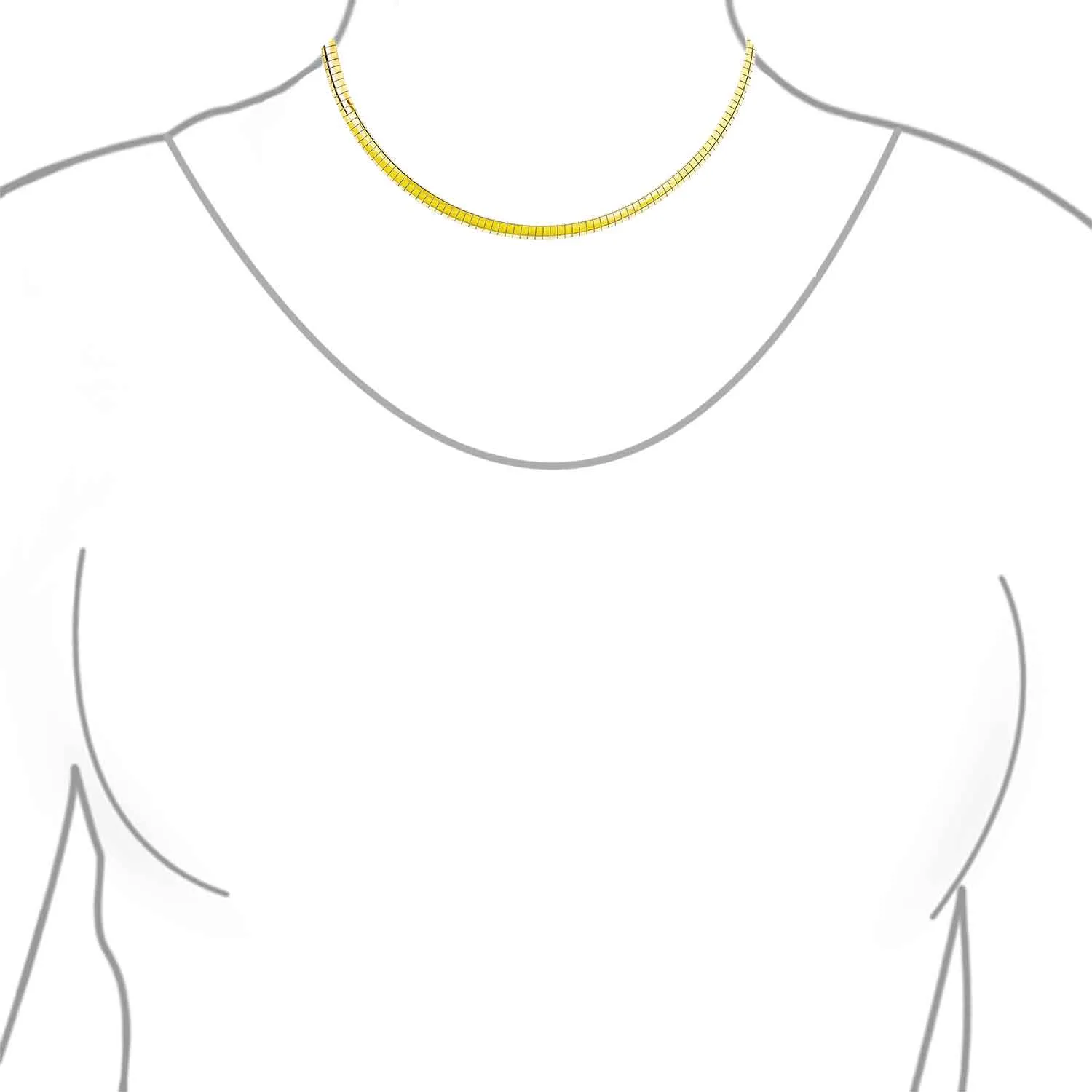 Flexible Flat Gold Silver Two Tone Collar Necklace Omega Snake Chain 5MM-10 Wide