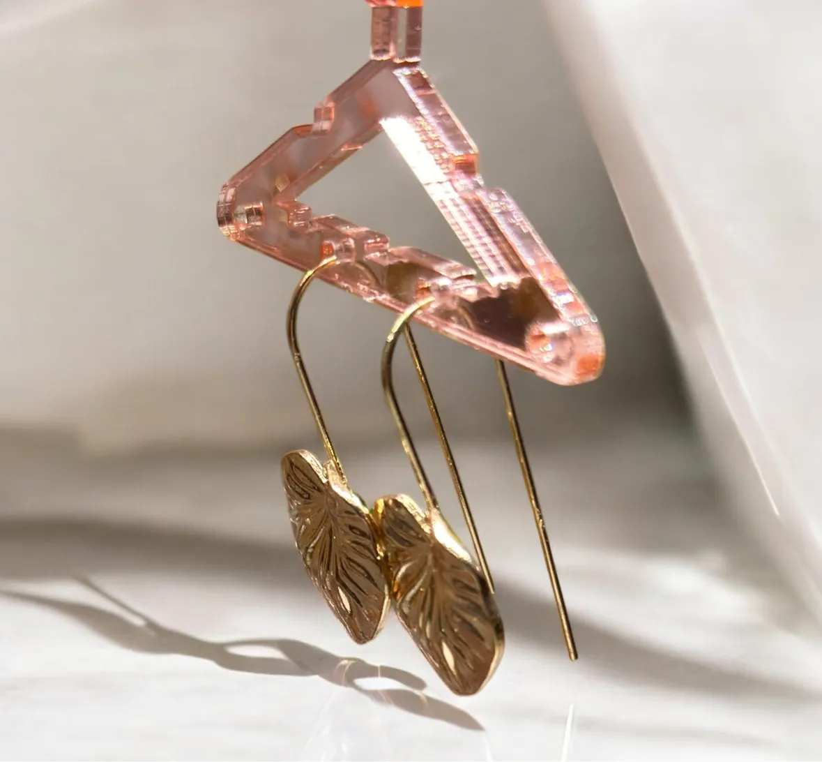 Floral - Gold leaf wire earrings