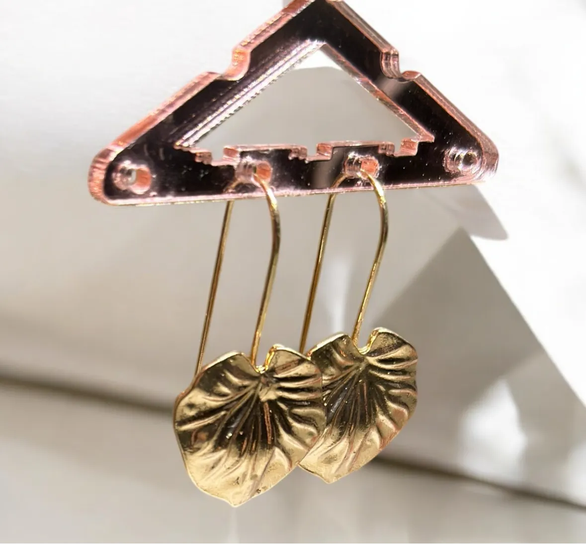 Floral - Gold leaf wire earrings