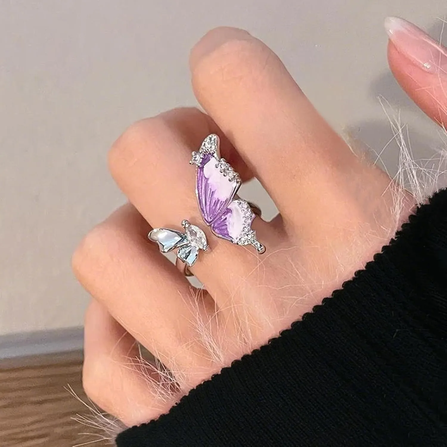 Flowers and Pearl Statement Open Adjustable Rings Dainty Stackable Finger Ornament Silver Jewelry Birthday Wedding Mother's Day Gifts for Women