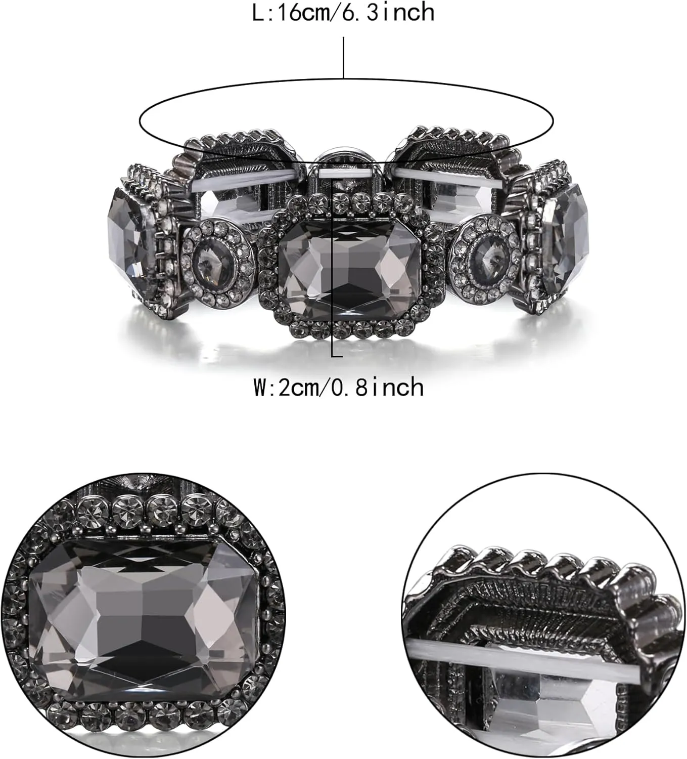 Flyonce Wedding Party Stretch Bracelet for Brides Bridal Rhinestone Crystal Vintage Art Deco Adjustable Elastic Bracelets for Women