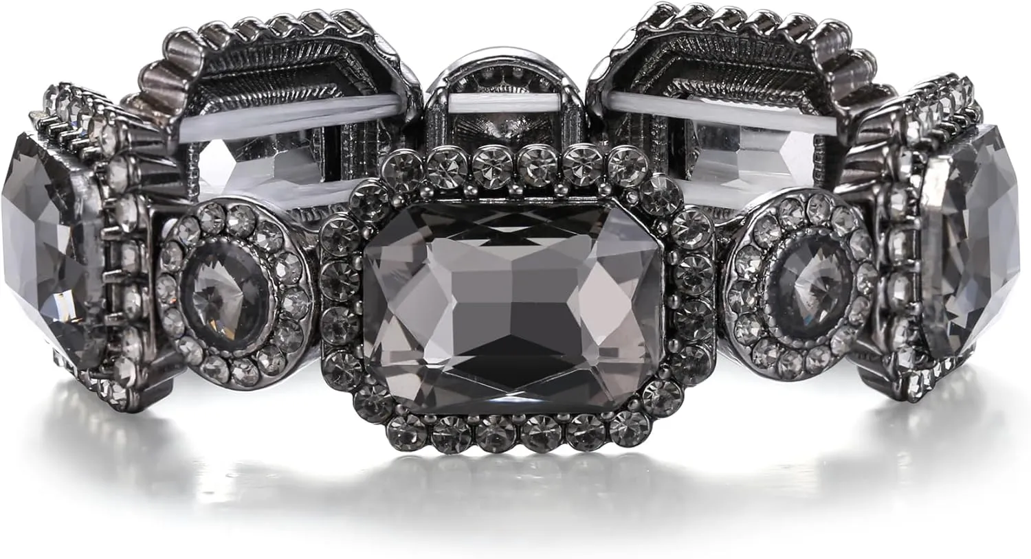 Flyonce Wedding Party Stretch Bracelet for Brides Bridal Rhinestone Crystal Vintage Art Deco Adjustable Elastic Bracelets for Women
