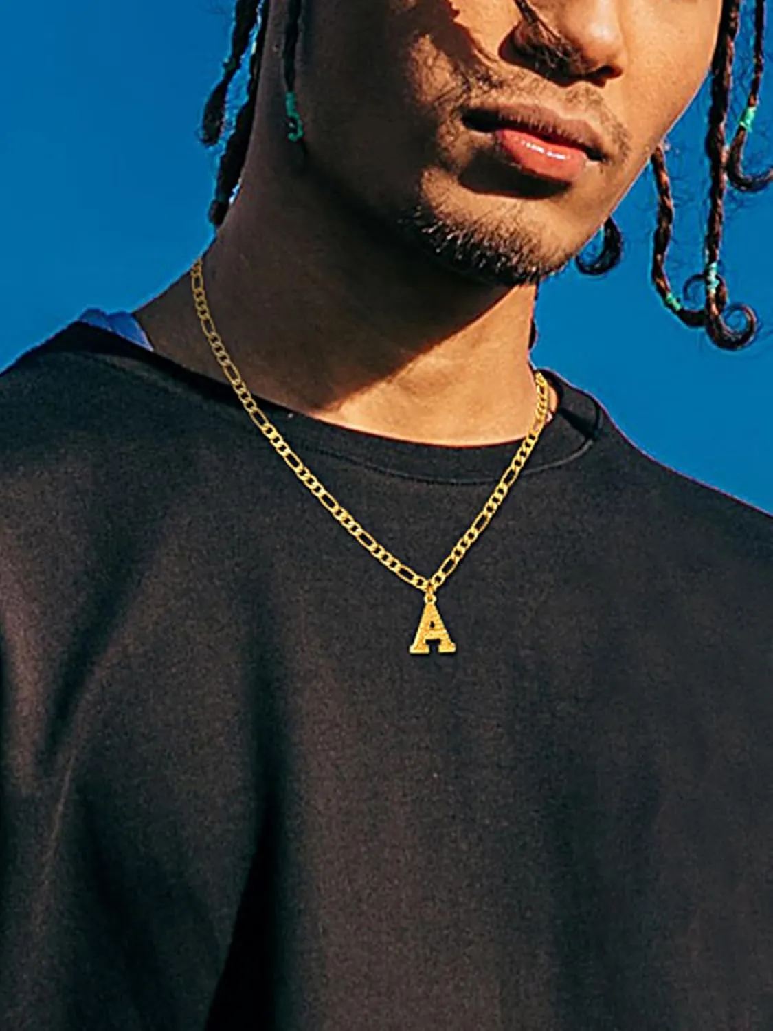 FOCALOOK Gold Initial Letter Necklaces for Women Men 14K Gold Plated Capital A-Z Initial Letter Chain 16 Inch