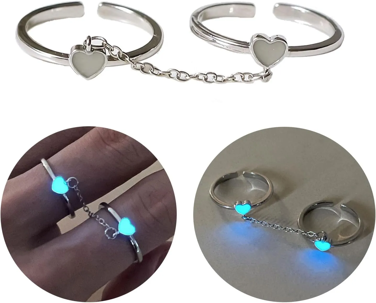 for Couple Glowing in The Dark Love Heart Matching Couple for Women Men Valentine Day Jewelry