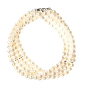 Four Strand Stayed White Pearl Bracelet
