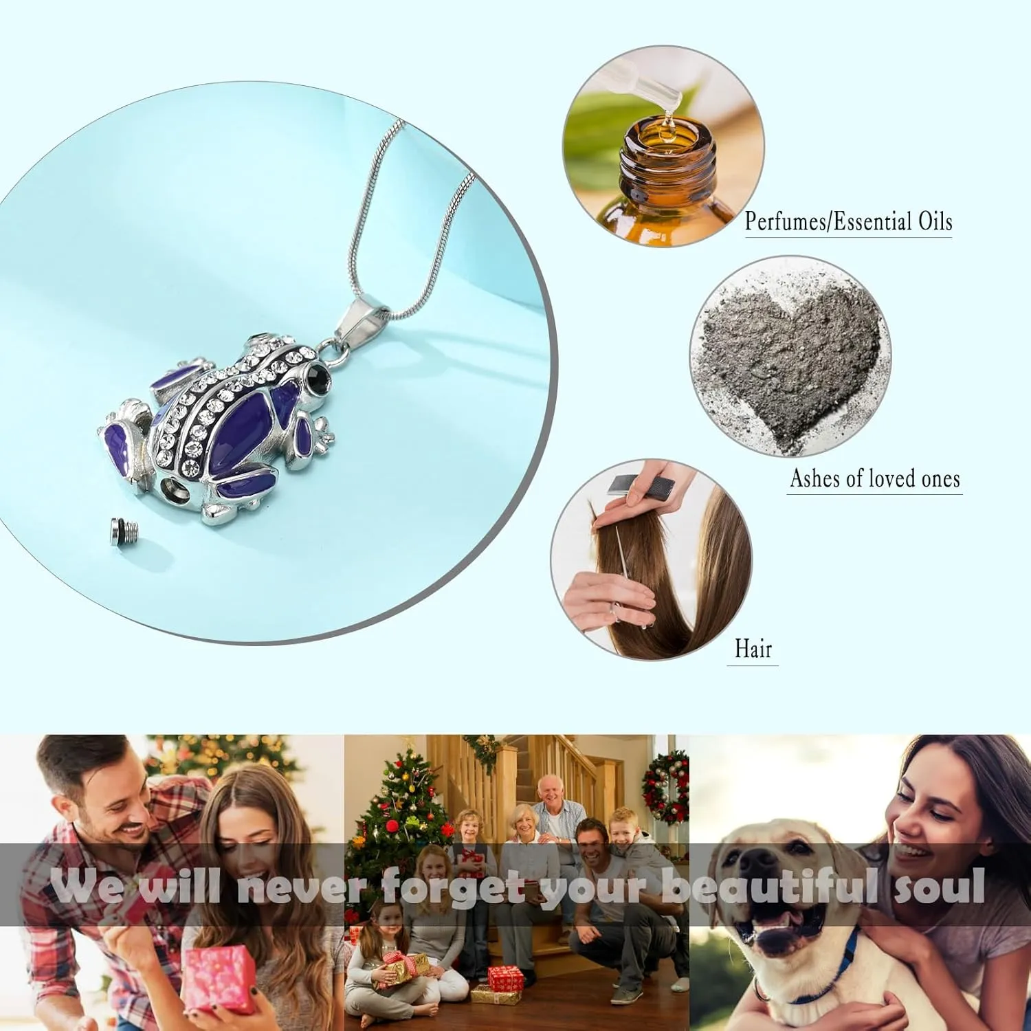 Frog Urn Necklace for Ashes Animals Cremation Jewelry Stainlee Steel Memorial Necklaces Keepsake Jewelry Ashe Holder Pendant for Human Ashes with Filling Kits