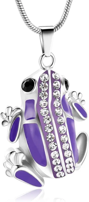 Frog Urn Necklace for Ashes Animals Cremation Jewelry Stainlee Steel Memorial Necklaces Keepsake Jewelry Ashe Holder Pendant for Human Ashes with Filling Kits