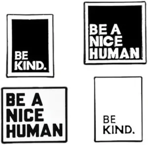 Fun Quotes Enamel Pins Be Kind Be A Nice Human Brooches Dialog Badge Shirt Denim Lapel Pin Novel Motto Enamel Pin for Bag Coat Decor Women Men Jewelry Gift, Metal