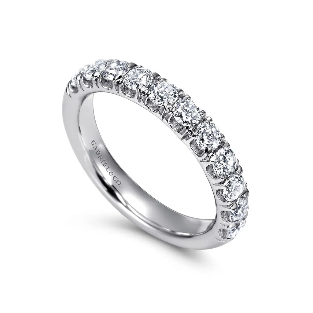 Gabriel & Co 14k White Gold Pave Set Diamond Wedding Band - 1.0 cttw