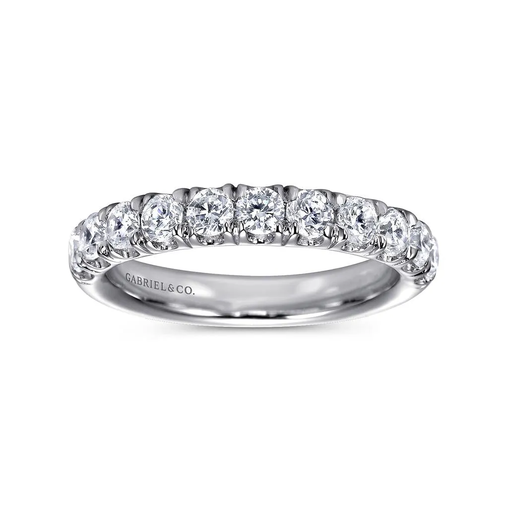Gabriel & Co 14k White Gold Pave Set Diamond Wedding Band - 1.0 cttw