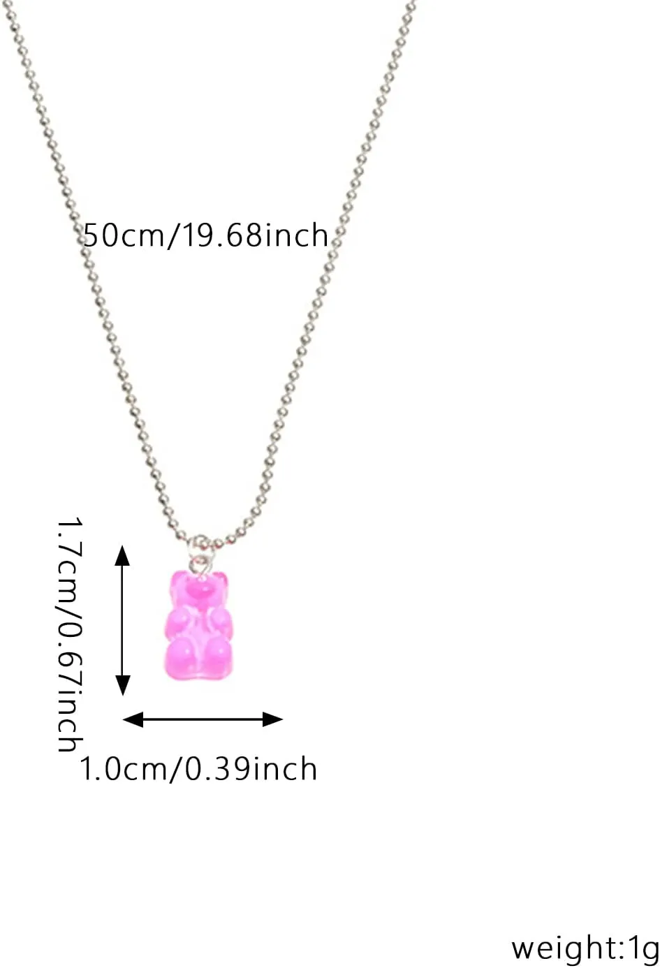 GBAHFY 8 Pcs Colorful Resin Gummy Bear Pendant Necklace Cute Transparent Rainbow Candy Color Bear Chain Necklaces Accessories Lovely Animal Punk Party Jewelry for Women Girls Gifts
