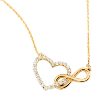Gelin Diamond Interlocking Infinity Heart Necklace | 14k Solid Gold Heart Necklace for Women | Infinity Heart Pendant | Natural Diamond Necklaces in 14k Gold | Birthday Gift, 18"