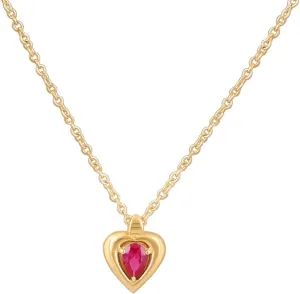 Gempires Birthstone Heart Pendant Necklace Pear Gemstone Locket Dainty Aesthetic Jewelry Yellow Gold Hypoallergenic Classy Elegant Keepsake Gifts For Women