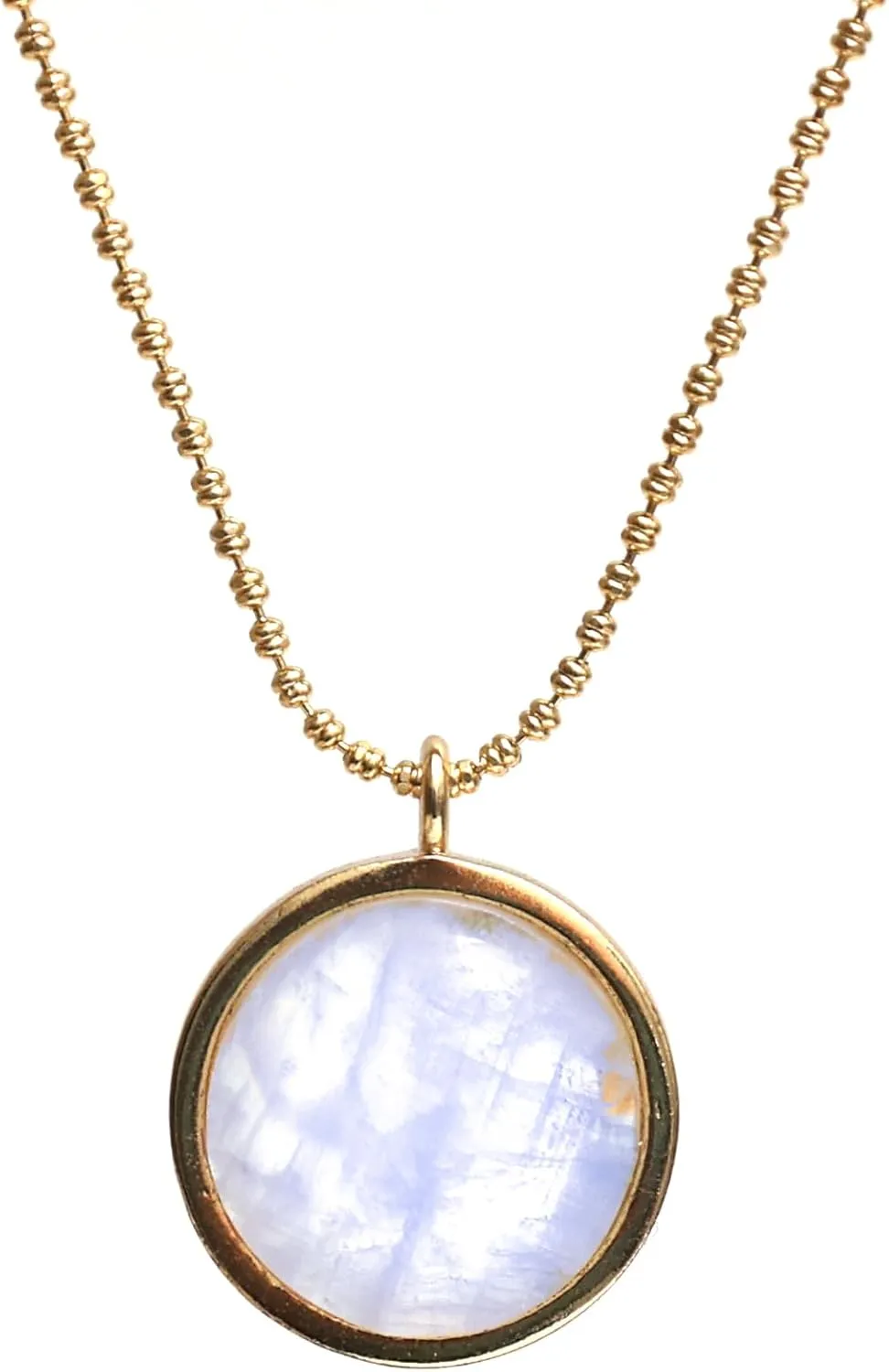 Gempires Gold Plated Coin Disc Pendant Necklace, Locket Pendant Necklace, Fancy Circle Necklace, Lightweight, 18 inch Diamond Ball Chain, Gift for Her
