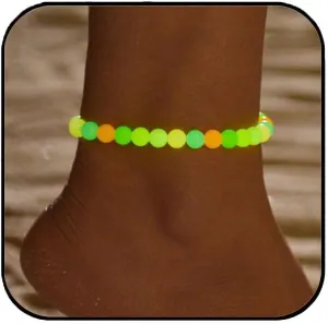 Glow-in-the-Dark Anklet - Bohemian Beach Bracelet with Luminous Beads, Waterproof Summer Jewelry for Night Swimming/Seaside Parties, Women's Boho Foot Chain Accessories