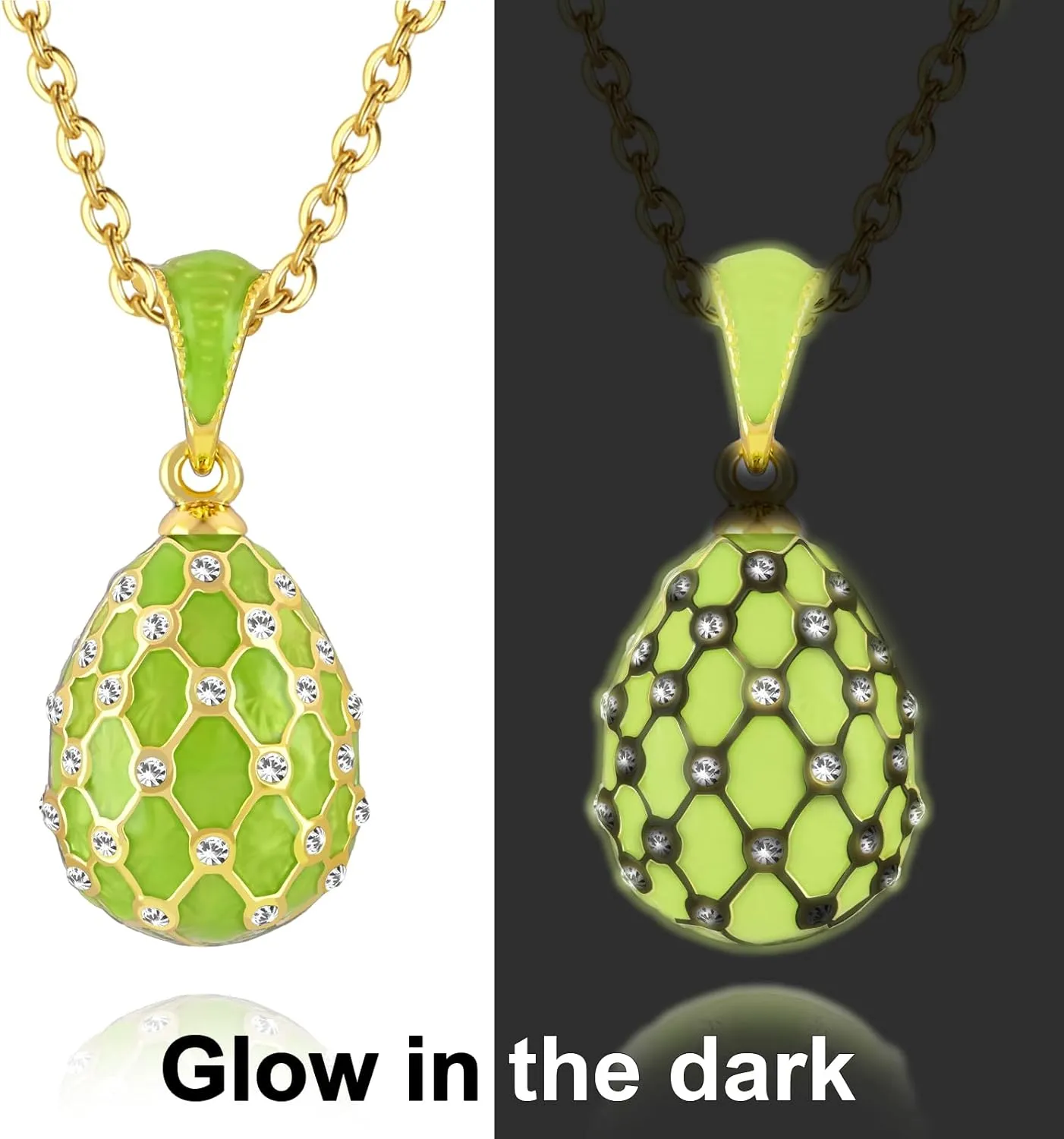 Glow in the Dark Pendant Necklace for Women - Luminous Grid Enamel Fluorescent Jewelry, Easter Gift with Adjustable Chain (Multi Colors, Mothers Day, Birthday Gift)