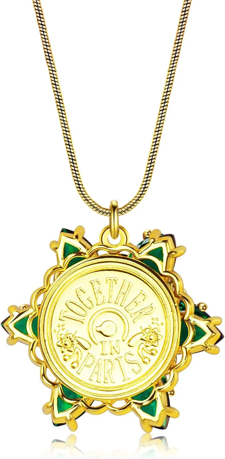 Gold Anastasia Necklace for Women Lost Princess Inspired Together In Paris Charm with 50CM Cable/Snake Chain