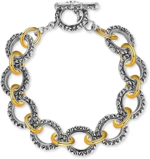 Gold and Silver Cable Chain Bracelet, Fashion Vintage Two Tone Chain Link Designer Dupes Mixed Metal Jewelry for Women