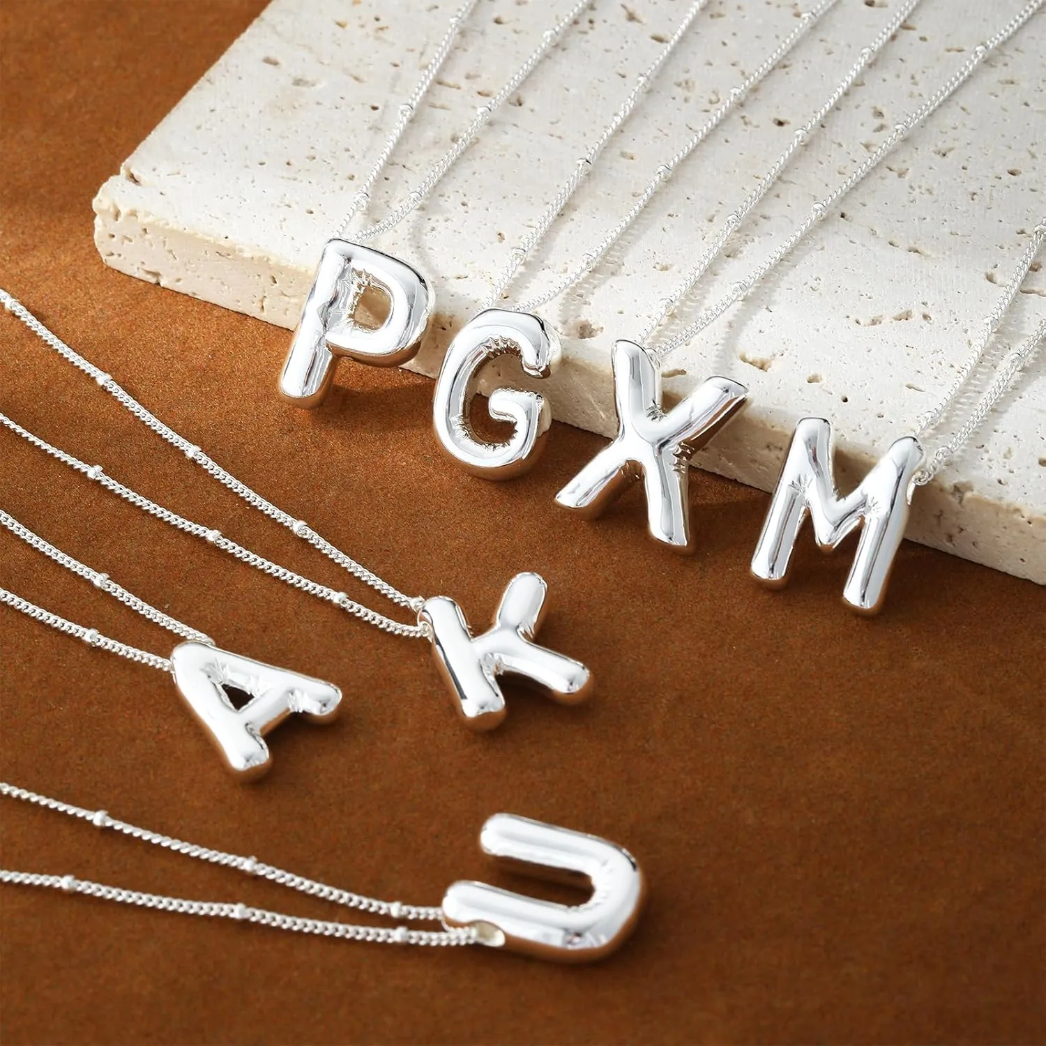 Gold Balloon Letter Necklace for Women, Dainty 14K Gold Plated 3d Initial Necklaces, Trendy Hypoallergenic Name Pendant Cute Balloon Alphabet Necklace Jewelry Gifts for Mom Lover