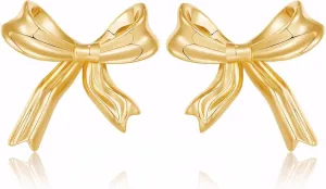 Gold Bow Earrings for Women, Long Tassel Chain Drop Earrings, Trendy Small Bow Earrings, Ribbon Waterfall Dangling Earrings, Pearl Bow Earrings, Sparkly Elegant Bowknot Preppy Jewelry Gifts for Women