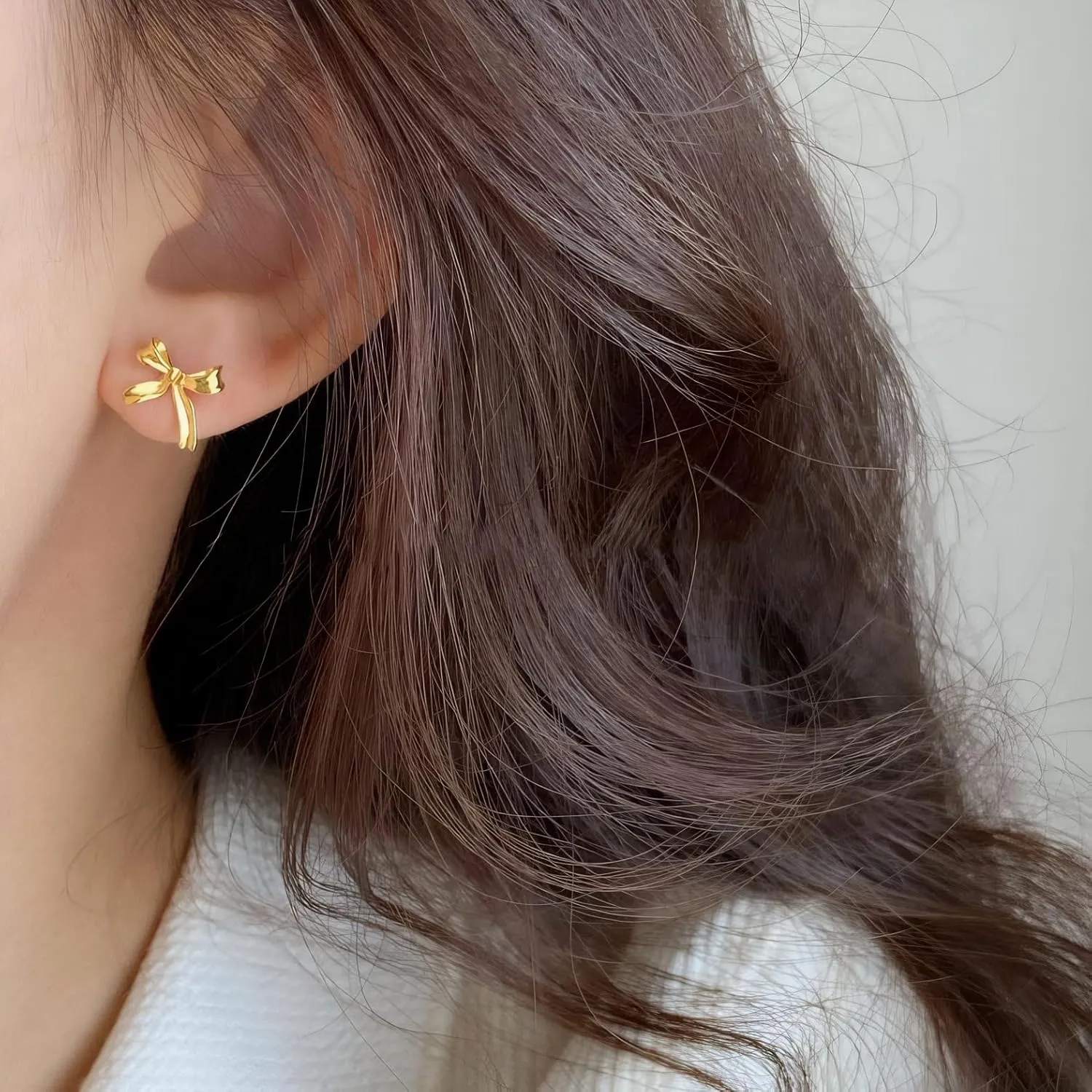 Gold Bow Earrings for Women, Long Tassel Chain Drop Earrings, Trendy Small Bow Earrings, Ribbon Waterfall Dangling Earrings, Pearl Bow Earrings, Sparkly Elegant Bowknot Preppy Jewelry Gifts for Women