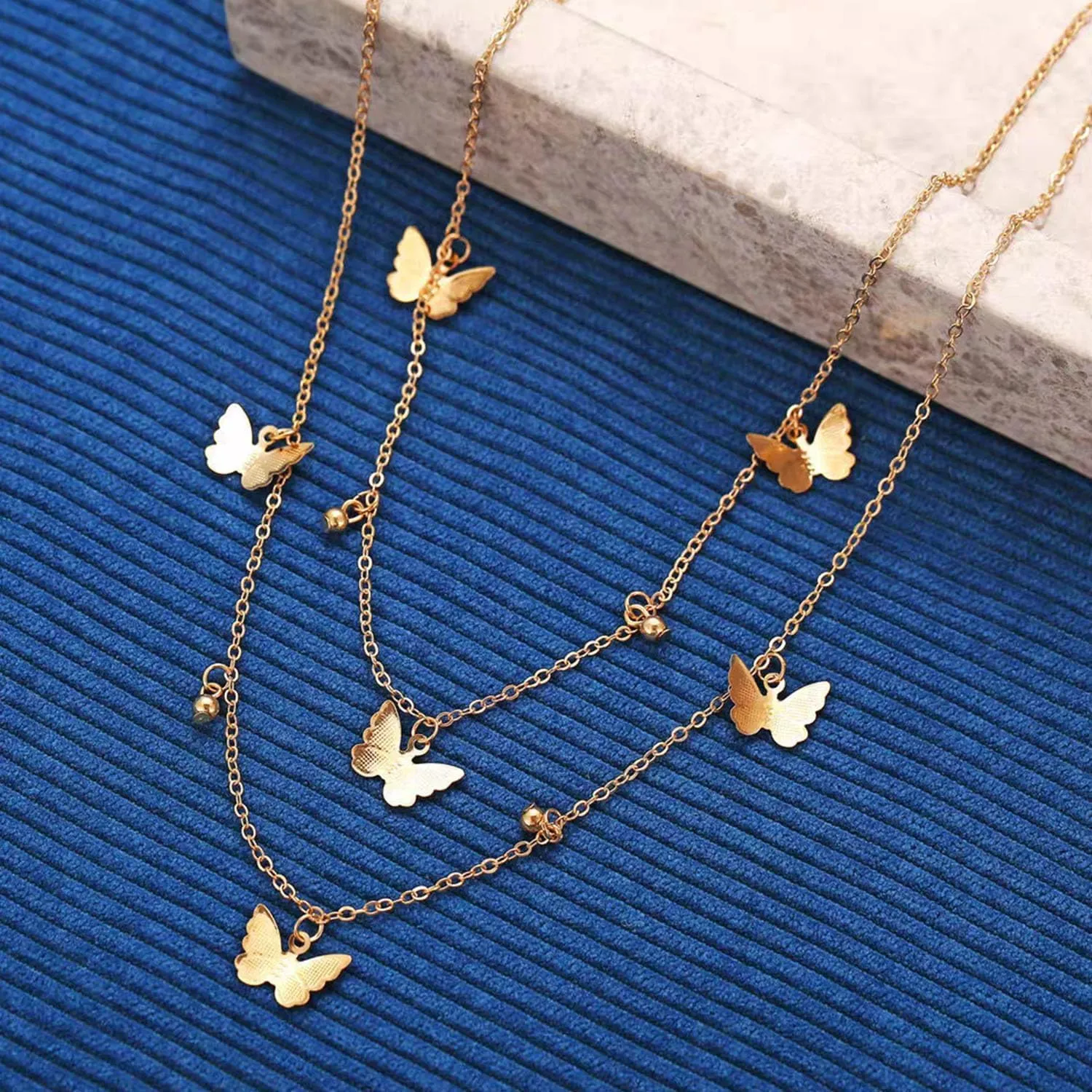 Gold Butterfly Necklace for Women Layered Butterfly Necklace Butterfly Pendant Necklace Gold Pearl Necklace Dainty Necklace Jewelry for Women