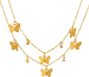 Gold Butterfly Necklace for Women Layered Butterfly Necklace Butterfly Pendant Necklace Gold Pearl Necklace Dainty Necklace Jewelry for Women