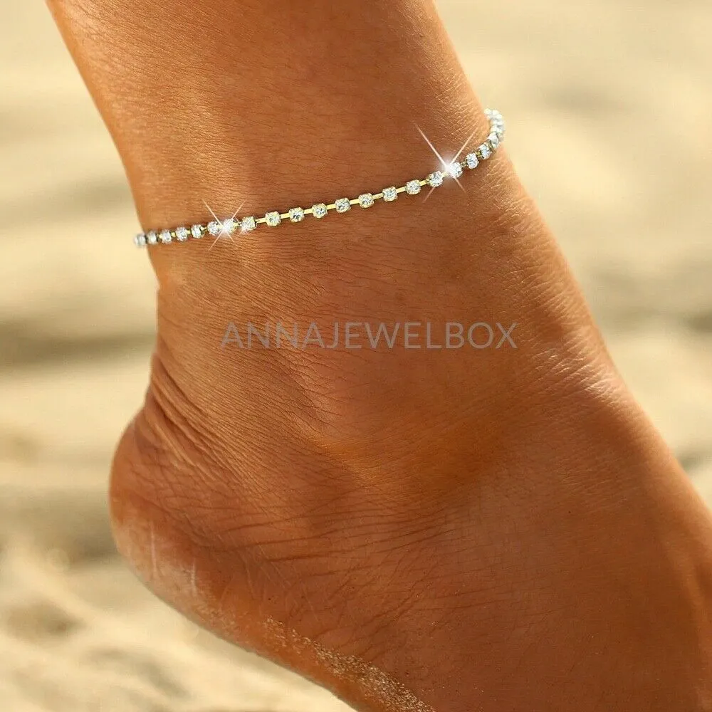 Gold Crystal Stretchable Anklet