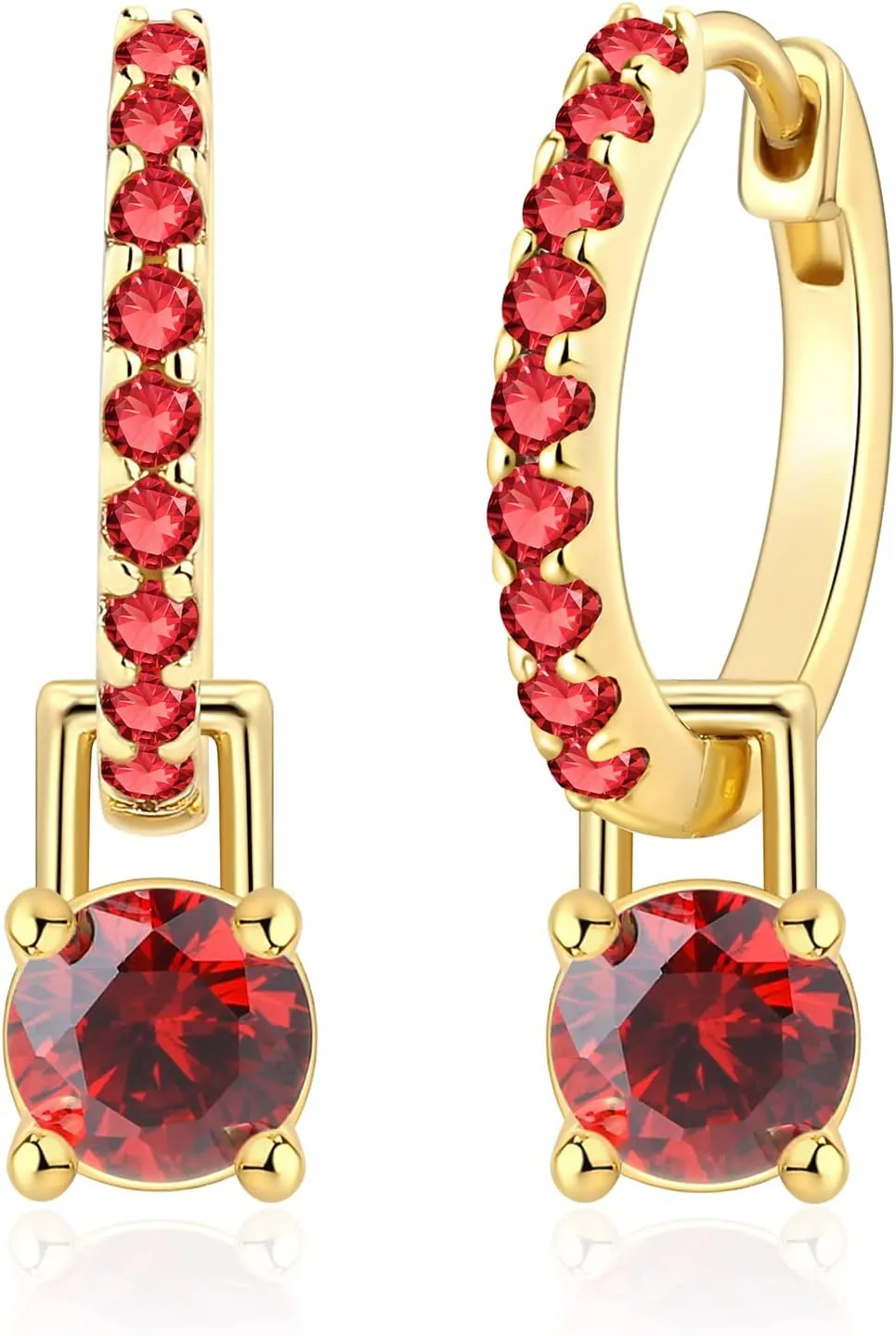 Gold Hoop Earrings for Women Month of Birth  Unique Gold Plated Womens Earrings with Birth Stone  Elegant Colorful Dainty Earrings In Jewelry Pouch  Ideal for Office, Wedding, Everyday Wear