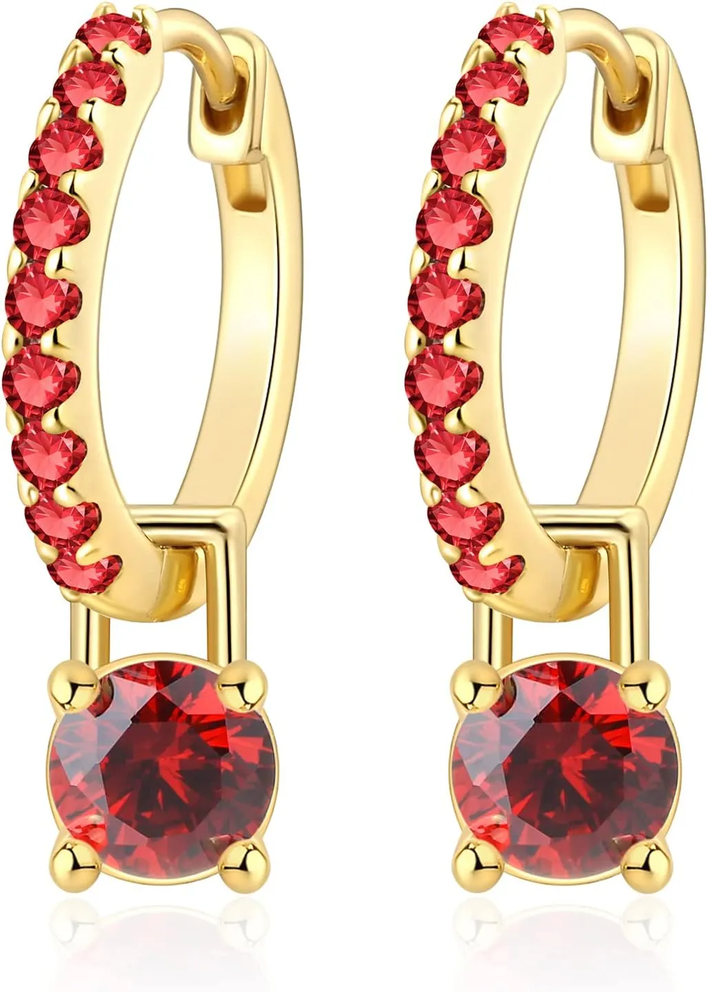 Gold Hoop Earrings for Women Month of Birth  Unique Gold Plated Womens Earrings with Birth Stone  Elegant Colorful Dainty Earrings In Jewelry Pouch  Ideal for Office, Wedding, Everyday Wear