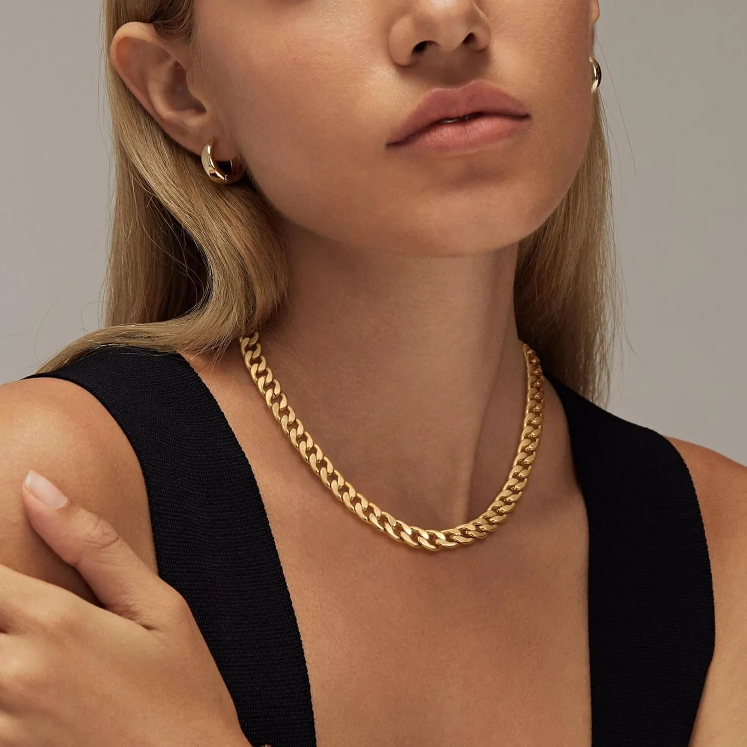 Gold Necklace for Women 14K Chunky Gold Chain Necklace Cuban Link Rope Paperclip Chain Choker Layered Dainty Trendy Fashion Simple Necklaces Jewelry for Women Men