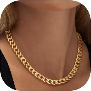 Gold Necklace for Women 14K Chunky Gold Chain Necklace Cuban Link Rope Paperclip Chain Choker Layered Dainty Trendy Fashion Simple Necklaces Jewelry for Women Men