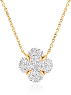 Gold Necklace for Women 14K Gold Plated Simple Chain Cubic Zirconia Pendant Necklace Cute Rhinestone Solitaire Necklace Dainty Gold Jewelry for Women