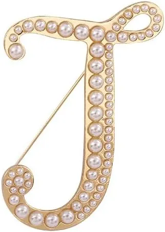 Gold Plated A-Z Letter Brooch Pin for Women Imitation Pearl Initial Brooches Fashion 26 Alphabets Pins Custom Jewelry Gifts