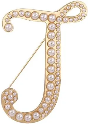 Gold Plated A-Z Letter Brooch Pin for Women Imitation Pearl Initial Brooches Fashion 26 Alphabets Pins Custom Jewelry Gifts