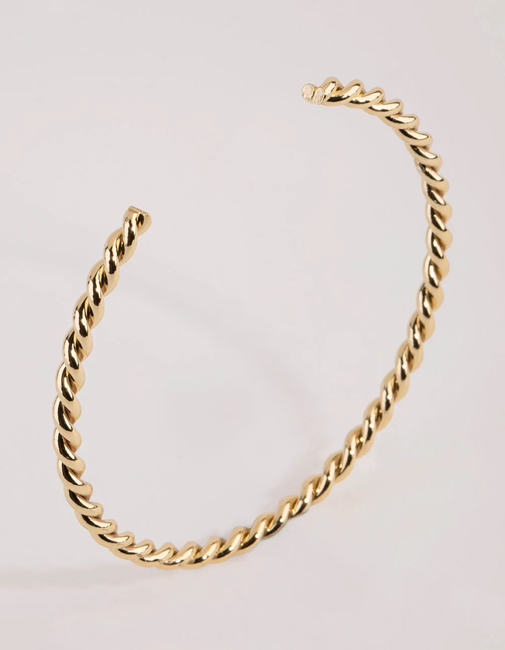 Gold Plated Thin Twisted Cuff Bracelet