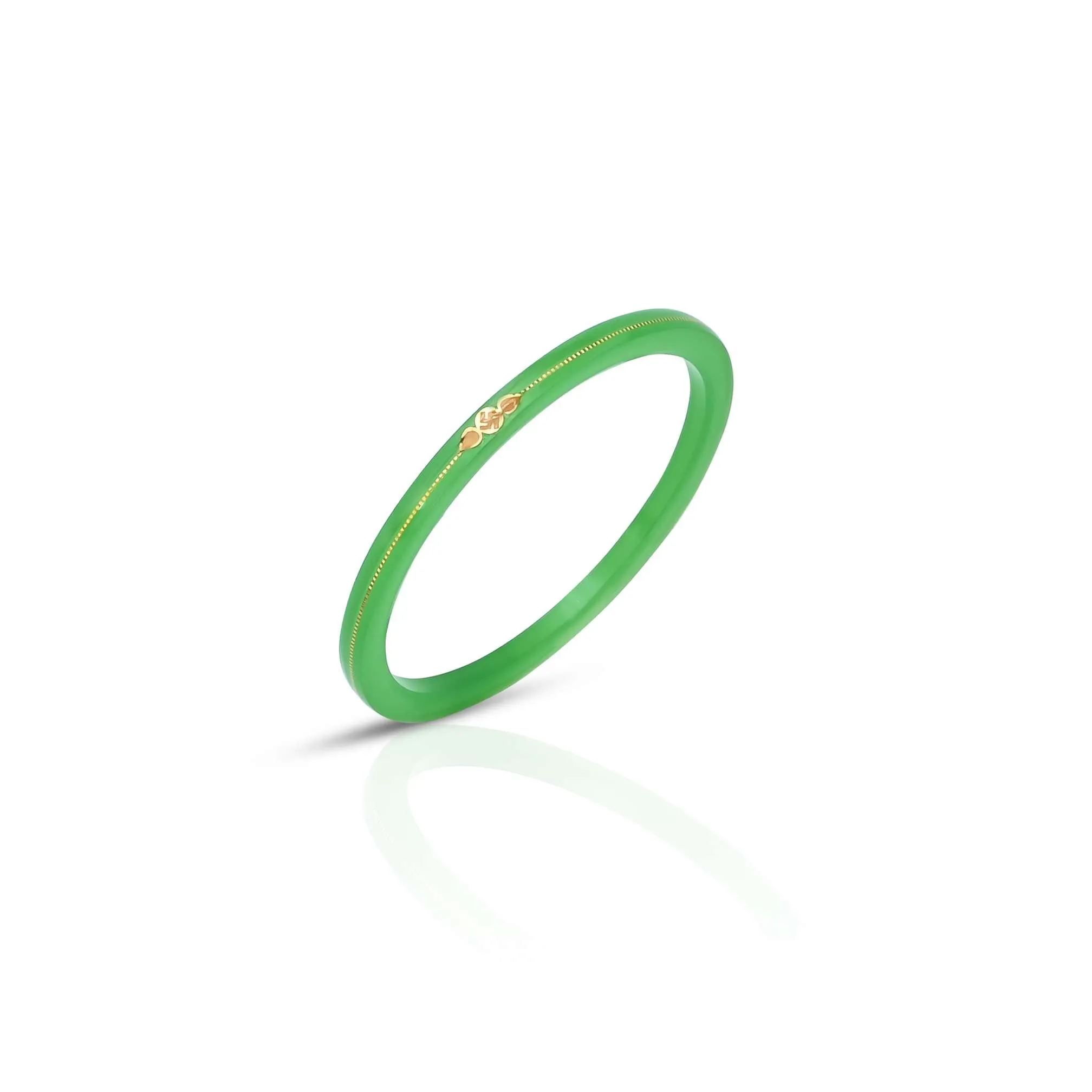 Gold Small Swastika Design Green Bangle