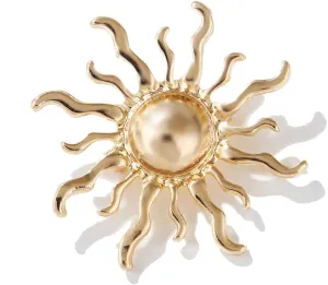 Gold Sun Brooch Pin for Women Men Fashion Sunflower Collar Costume Brooches Simple Lapel Pins Dainty Suit Hat Dress Accessories Decorations Wedding Bouquets Birthday Holiday Jewelry Gift