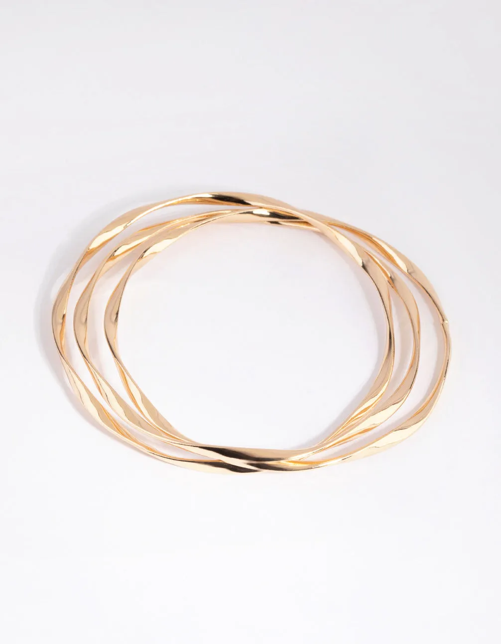 Gold Thin Wavy Bangle Pack