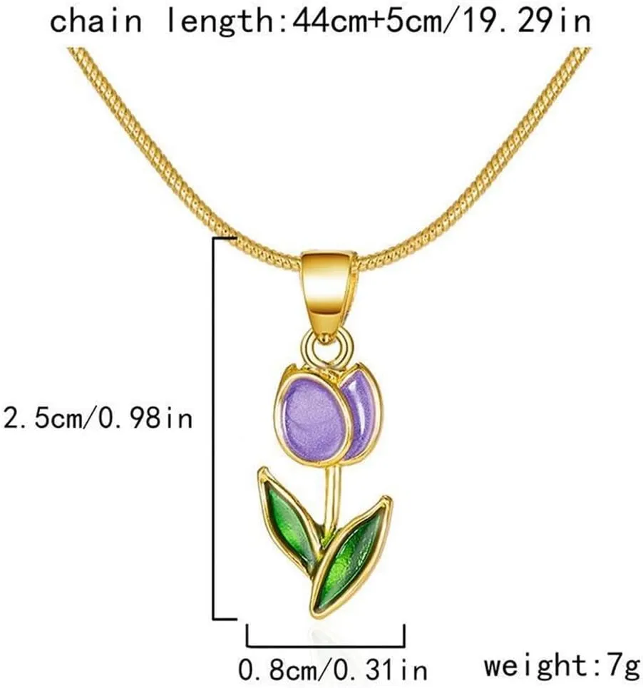 Gold Tulip Necklace Tulip Flower Pendant Necklace Delicate Dainty Tulip Flower Necklace for Women Mother Wife Friendship Jewelry