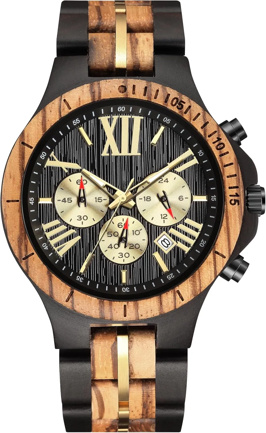 GORBEN Mens Wooden Watch, Wrist Watch for Men, Lightweight Business Fashion Analog Quartz Watch, Stylish Mens Watch Perfect for Any Occasion